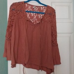 Mudd lace detail tunic blouse